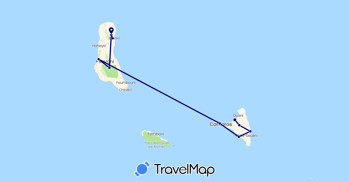 TravelMap itinerary: driving in Comoros (Africa)